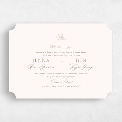 Beige Ticket Wedding Invitation - Marmillo Landscape
