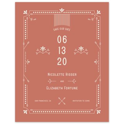 Coral, Pink Wedding Digital Save the Date - Augusta Type