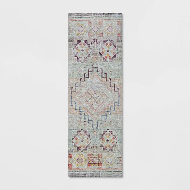 2'4"x7' Runner Distressed Geo Persian Rug Blush - Opalhouse™