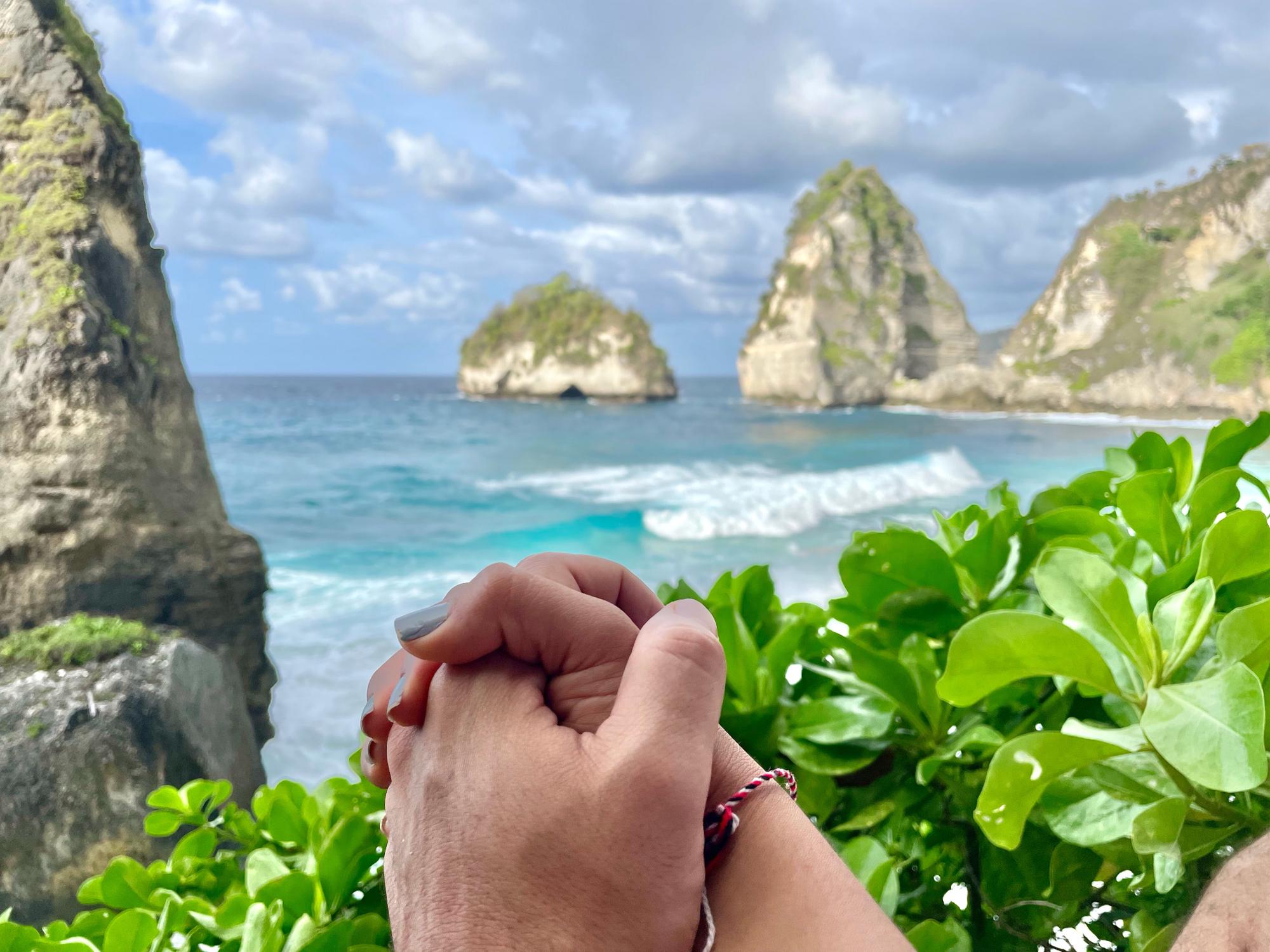 Us in Diamond beach, Bali promising love each other forever.