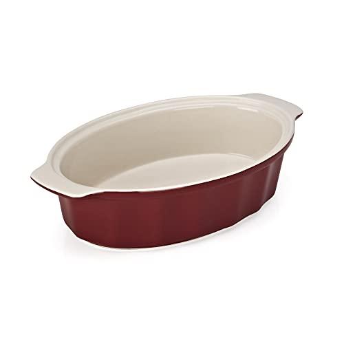 Goodcook OvenFresh Stoneware Ceramic Casserole Dish Cookware, 1.75 quart, Red
