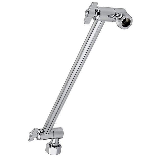 SparkPod Adjustable Shower Arm Extension Brass with High Polished Chrome Finish 11+ Inches