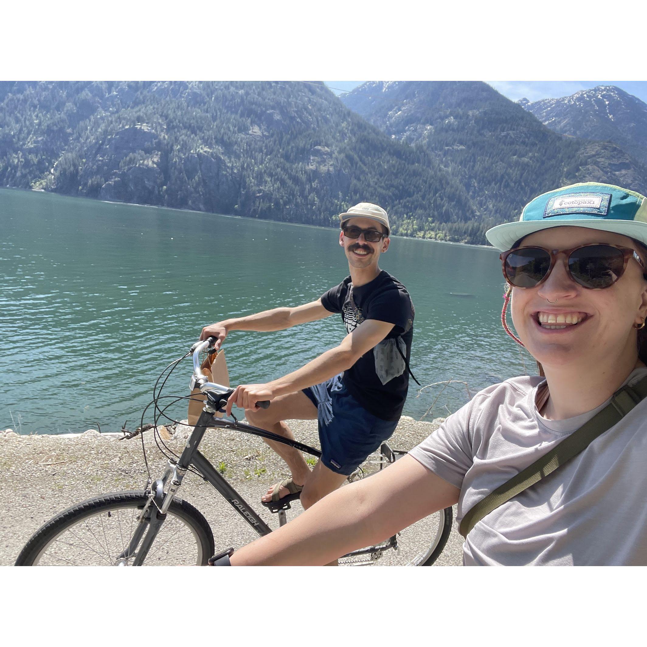 Biking in Stehekin on our engagement trip!
