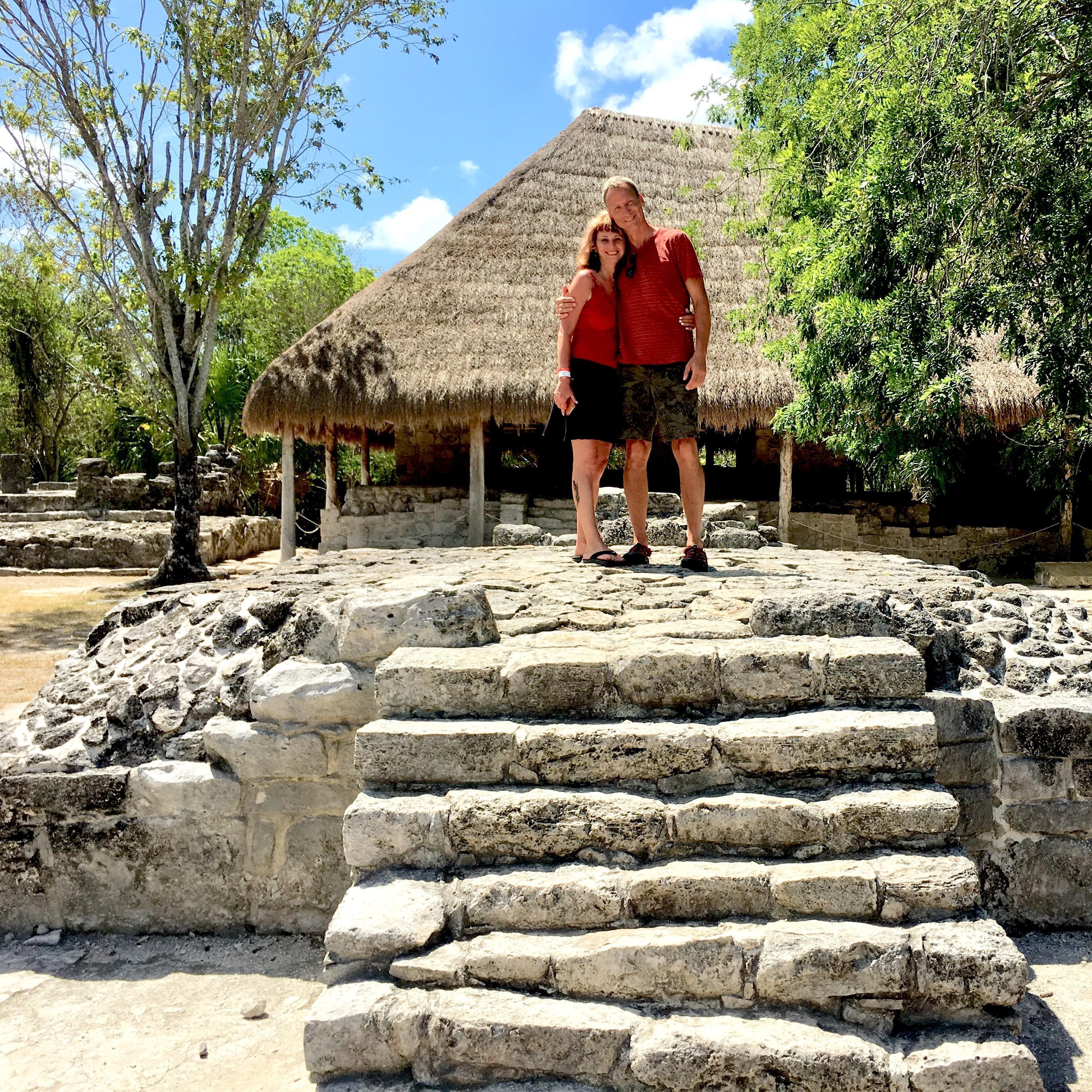 We visited the ruins of a Mayan fertility shrine on Cozumel. (We know what you're thinking, but no, we weren't taking THAT big step!)