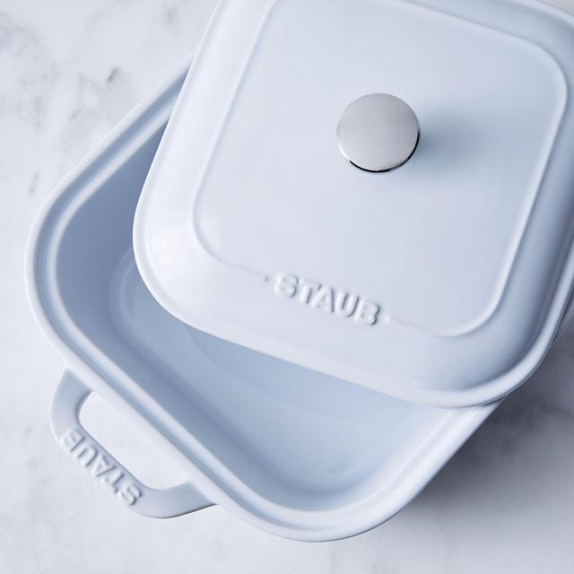 Staub White Ceramic Covered Baking Dish (SQUARE)
