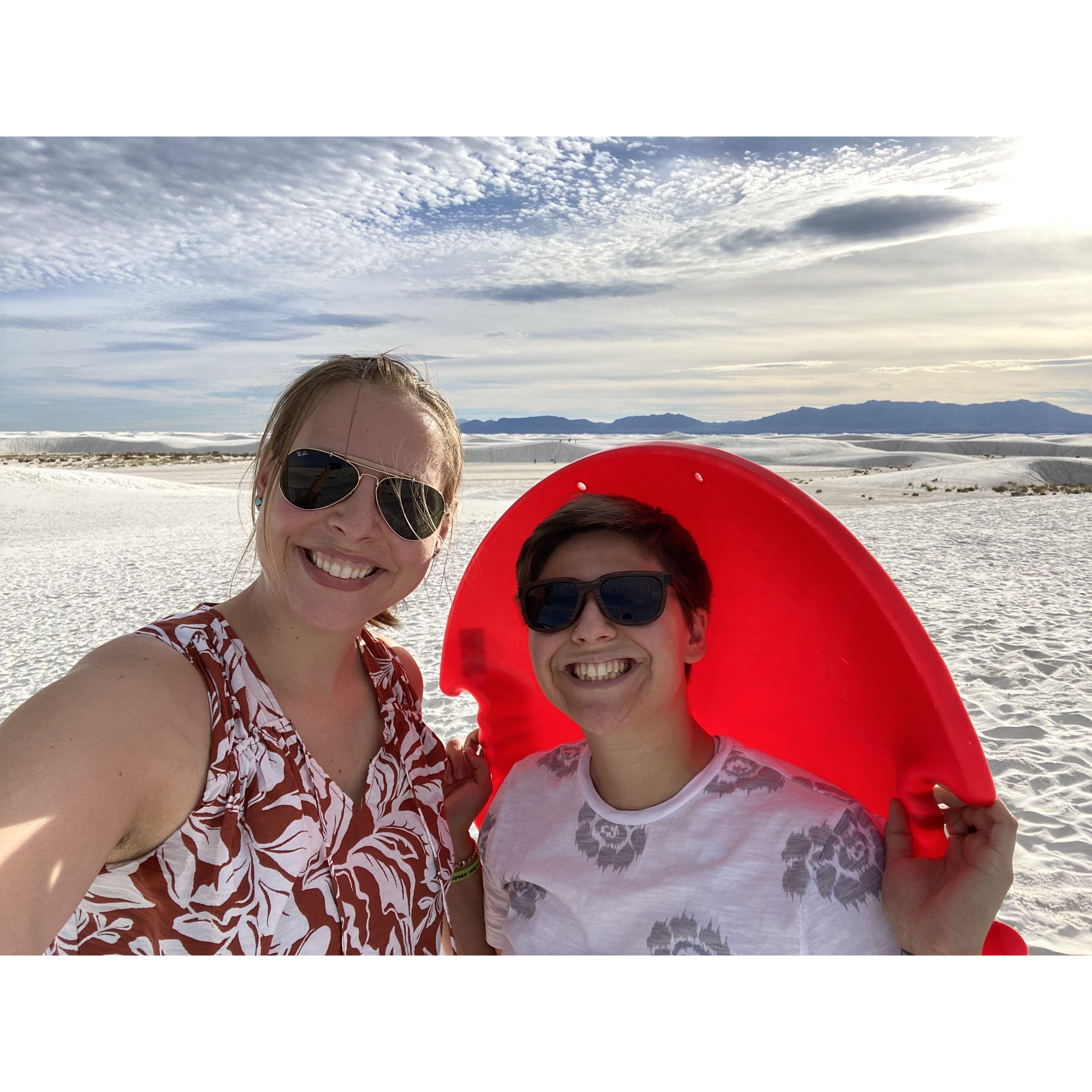 And sled on some sand dunes at White Sands National Park.