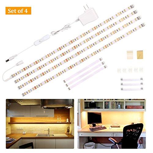 Wobane Under Cabinet Lighting Kit,Flexible LED Strip Lights Bar,Under Counter Lights for Kitchen,Cupboard,Desk,Monitor Back,Shelf,6.6 Feet Tape Light Set,UL Listed,120 LEDs,1100lm,2700K WarmWhite
