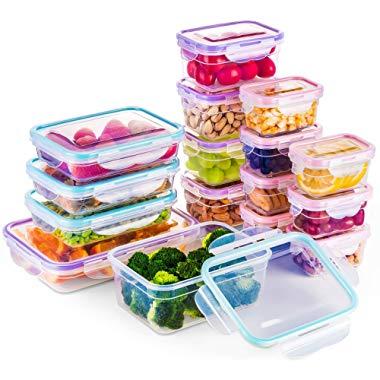 BAYCO [16 Pack] Food Storage Containers with Lids, Plastic Food Containers with Lids, Airtight Storage Container Sets for Healthy Diet, Vegetables, Snack & Fruit, BPA Free & Leakproof