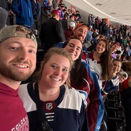 Colorado Avalanche game with our friends Evan, Tori, Brie, Chris, Kate, and Bryce - October 2025