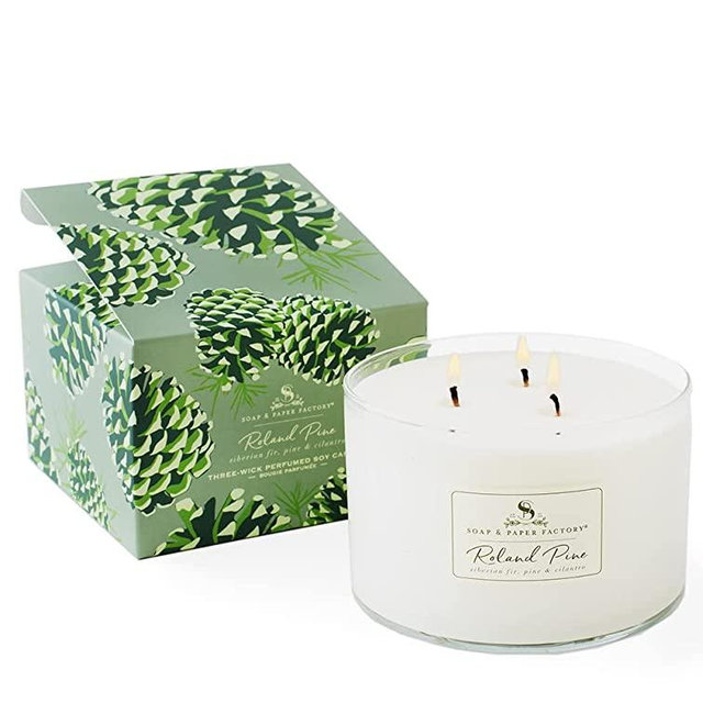 Soap & Paper Factory Roland Pine Three Wick Soy Candle, 18 Oz