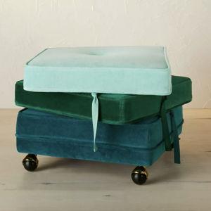 Marin Stackable Pouf with Casters - Blue/Green Gradient