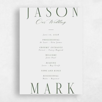 Bright Gray, Grey Wedding Program - Melina
