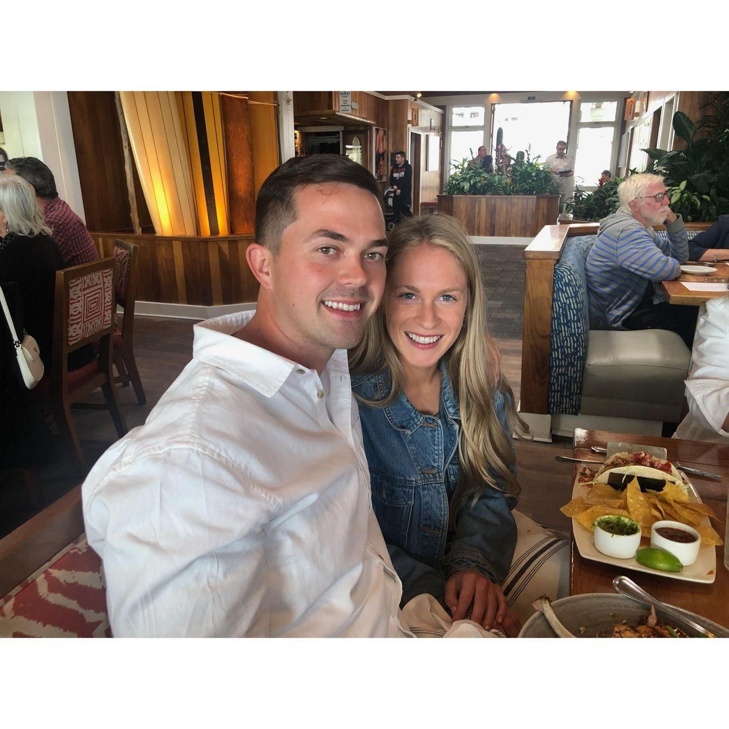 Brad took Moira, her family and his family to Duke’s in Huntington Beach, CA for dinner.