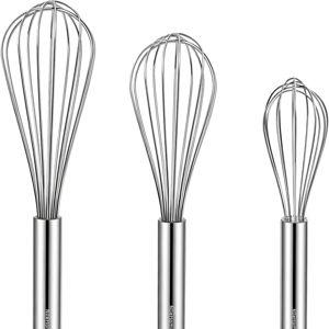 NileHome Stainless Steel Whisk Set 8" 10" 12" Kitchen Whisk Balloon Whisk Kitchen Wisk Wire Whisks for Cooking, Whisking, Blending, Beating, Stirring-3 Pack…