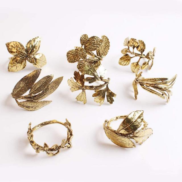 Emunah Herb Napkin Rings - Vintage Leaf Napkin Ring Set of 8 for Every Occasion - Ideal for Thanksgiving Christmas Wedding Fall Party Celebrations