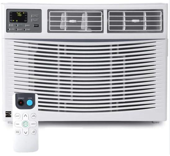 Kenmore KM8K-R 8,000 BTU Window Air Conditioner for Medium Rooms up to 350 Sq. Ft. – Quiet Cooling, Remote Control, Easy Install, Digital Display, 3 Fan Speeds, Energy Efficient, Washable Filter