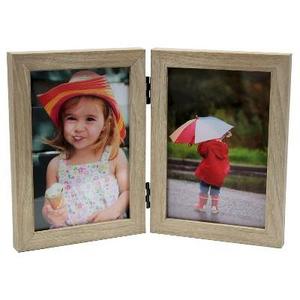 Thin Hinged Frame Holds 2 Photos Natural 4"x6" - Made By Design™
