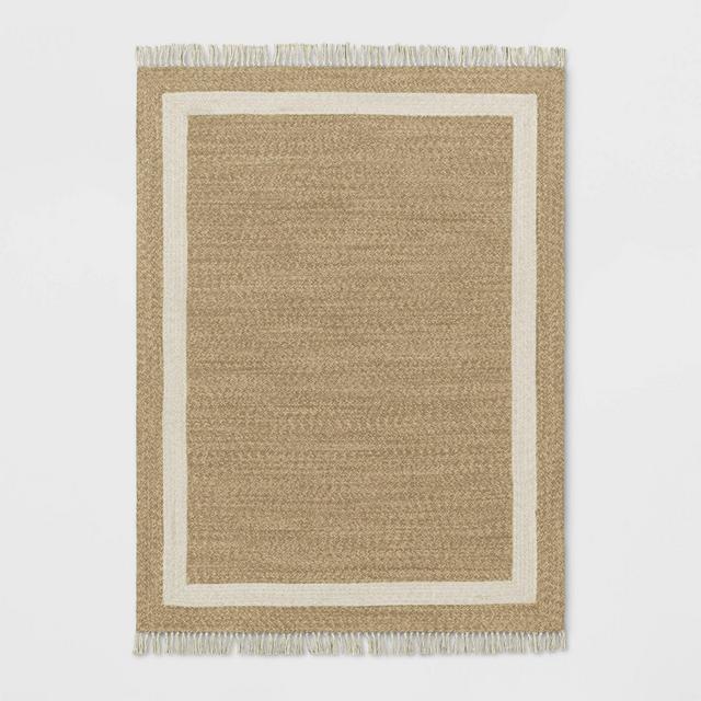 Braided Outdoor Rug with Fringe Neutral/Ivory - Threshold™ designed with Studio McGee