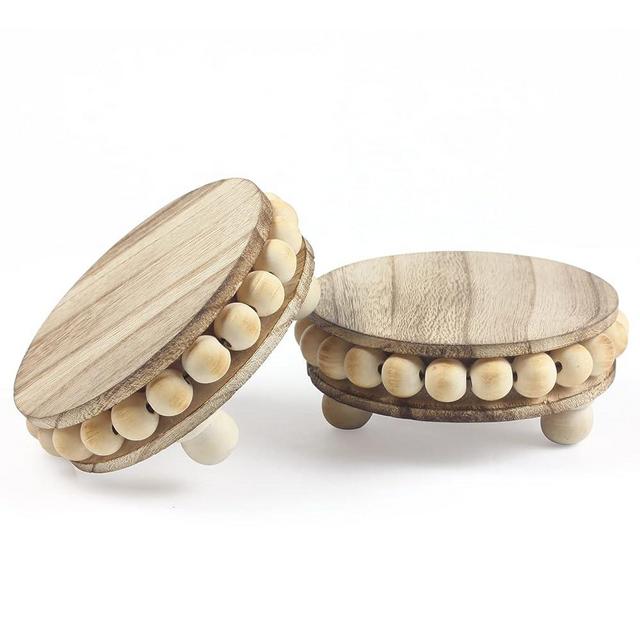 yunmanqiji 2 Pack Wood Riser, Risers for Decor Pedestal Stand Display Stand for Home Tiered Tray，Home Decor， Farmhouse Decor (Brown, 4 Inches)