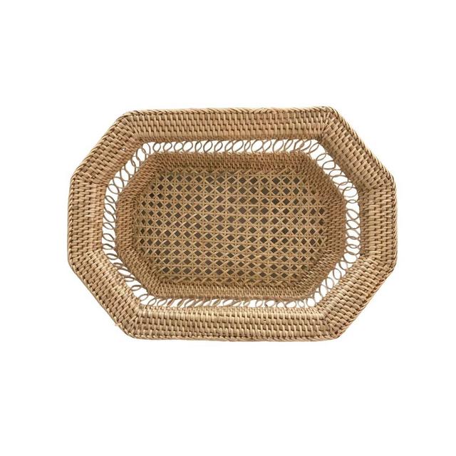 Large Rattan Rectangular Tray