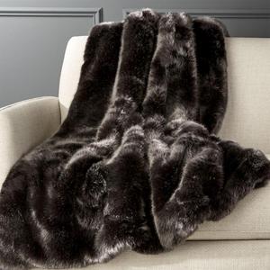 Premium Grey Faux Fur Throw