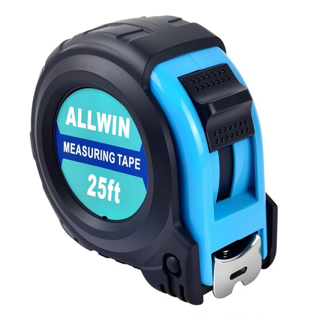 Tape Measure 25 Ft - Metal Retractable Tape Measure with Fractions, Easy Read, 1-inch Wide X 25 Foot - Light Blue