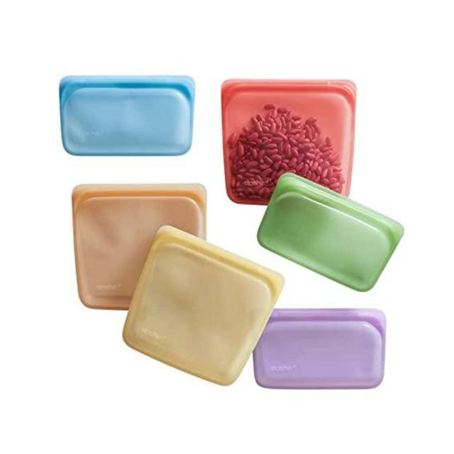 Stasher Platinum Silicone Food Grade Reusable Storage Bag, Classic Rainbow (Bundle 6-Pack) | Reduce Single-Use Plastic | Cook, Store, Sous Vide, or Freeze | Leakproof, Dishwasher-Safe, Eco-friendly
