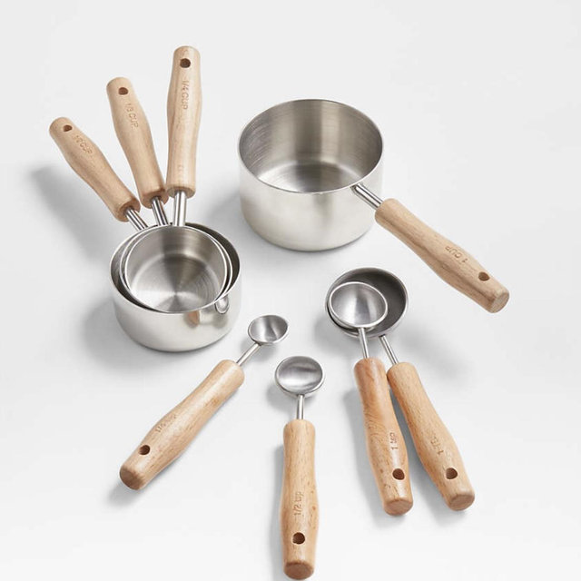 Beechwood and Stainless Steel 8-Piece Measuring Set