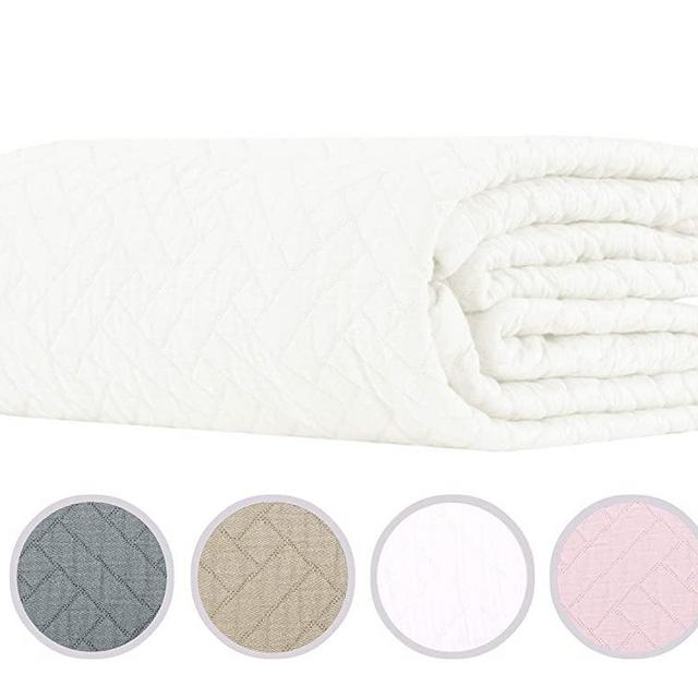 Threadmill Home Linen King Coverlet - Single Piece Jacquard Matelasse Cotton Coverlet, Soft & Lightweight White Color Bedspread, Breathable Long Staple Combed Cotton Bedding