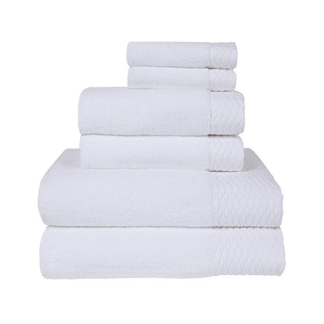 Kelso Solid with Wave Jacquard Cuff Bath Towel Set, 6 Piece