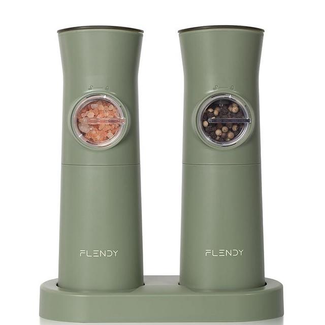 Flendy Gravity Electric Salt and Pepper Grinder Set Rechargeable, Automatic Salt and Pepper Grinder Set with USB C Charging Base, Gravity Salt and Pepper Shakers Set Electric