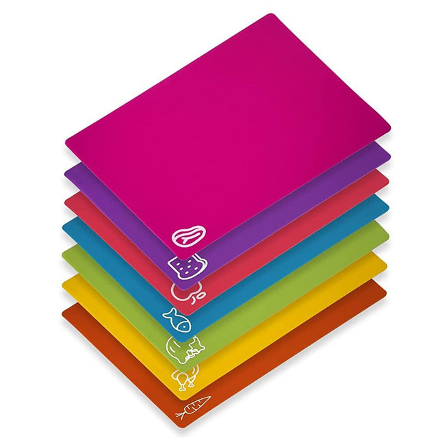 7 Pieces Flexible Cutting Boards, BPA Free Plastic Cutting Boards for Kitchen, Non Slip Cutting Mat for Meat and Vegetables