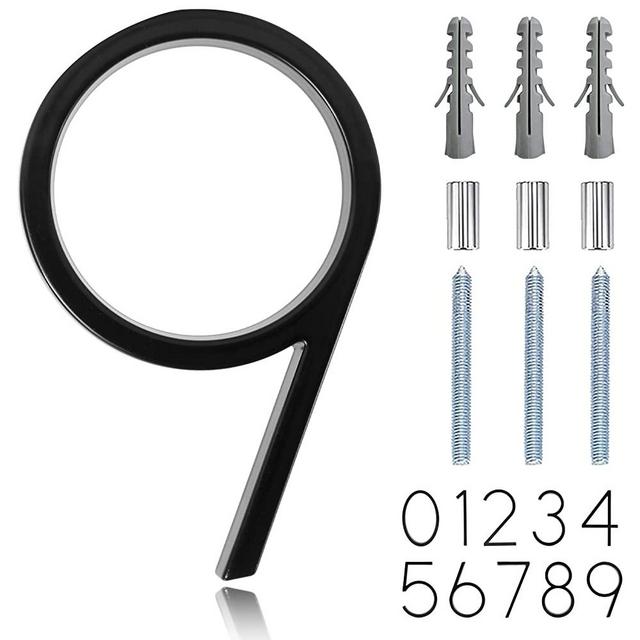 5" Floating Stainless Steel Address House Number, Modern Metal Anti-Rust House Numbers with Nail Kits for Door Garden Mailbox Decor Visibility Signage (9)