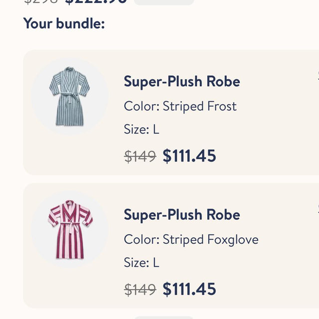 Mine and Yours Super-Plush Robe Bundle - Striped Frost Bundle, L