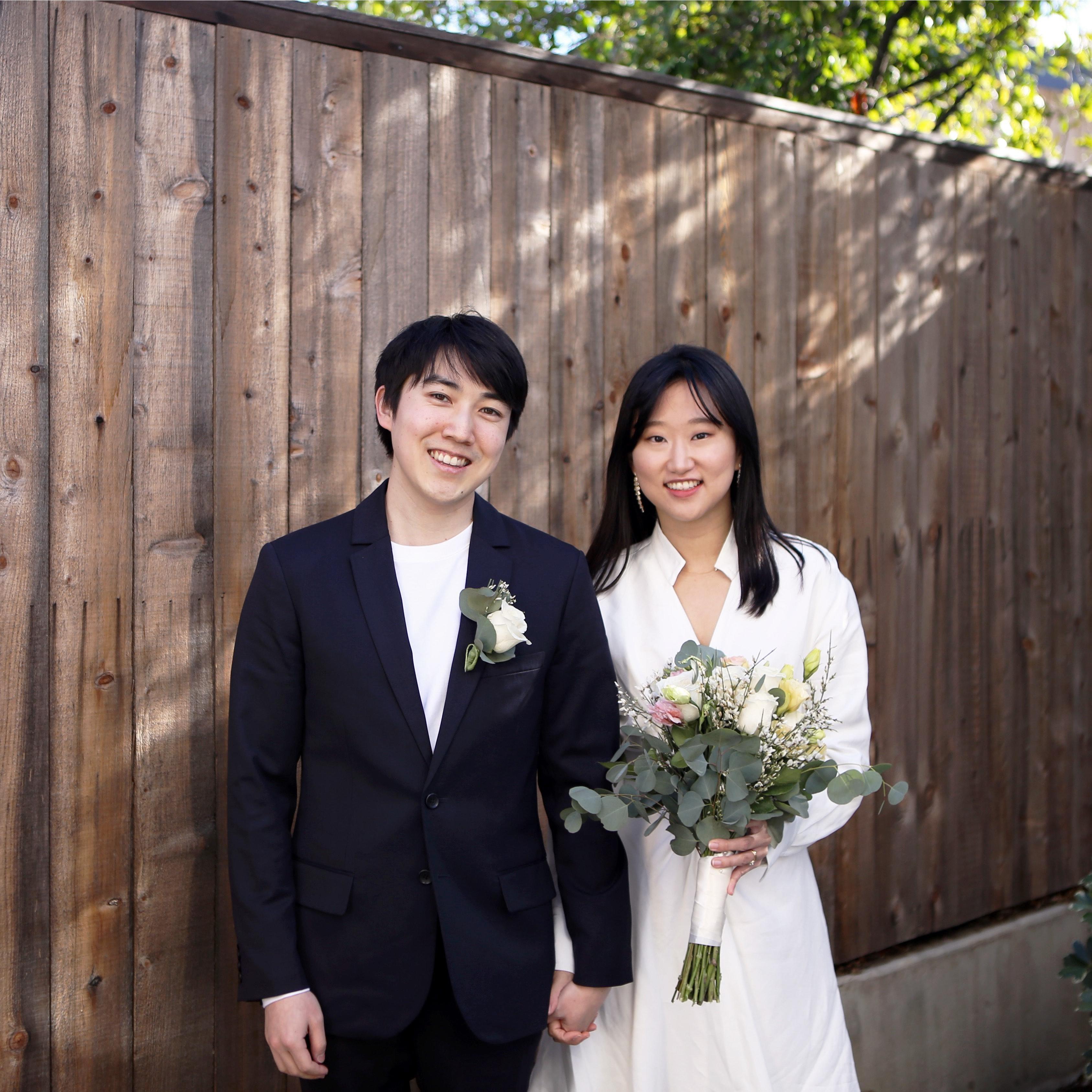 Jan 25, 2021: We did a civil ceremony virtually to get officially married. Picture taken in the parking lot of our apartment. :)