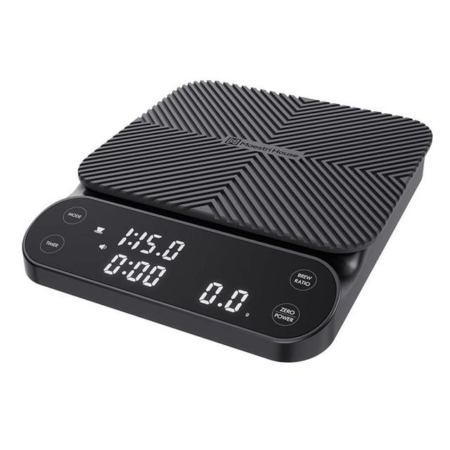 Maestri House S3 Coffee Scale with Timer, 3kg/0.1g Rechargeable Digital Scale, 3 Brew Modes, Adjustable Ratios & Flow Rate Display, Barista-Grade for Pour-Over, Espresso, French Press – Black