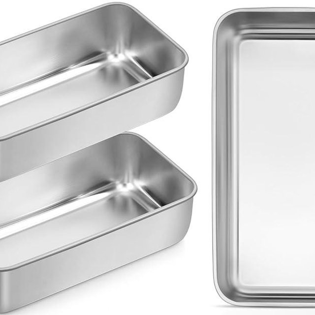 Leonyo 3 Pack Loaf Pans for Baking Bread, 9IN x 5IN Stainless Steel Loaf Pans for Homemade Bread, Meatloaf, Banana, Brownies, Lasagnas, Dishwasher Oven Safe