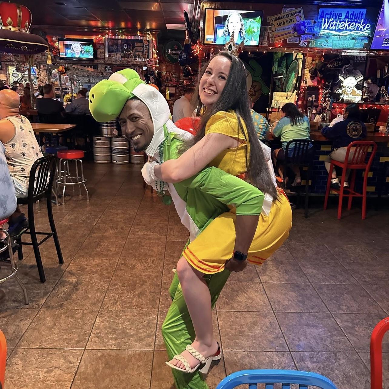 Celebrating Demi’s 28th bday as Yoshi and Daisy. Mario party style! 2023