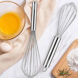 NileHome Whisk, Stainless Steel Wisk Set 8" 10" Kitchen Whisk Wisking Tool Kitchen Wisk Wire Whisks for Cooking, Whisking, Blending, Beating, Stirring-…