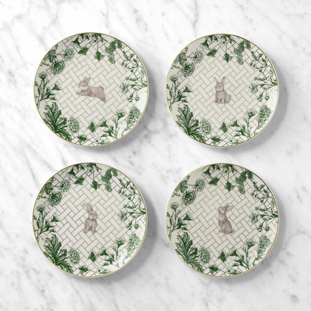 Garden Lattice Appetizer Plates, Bunny, Set of 4