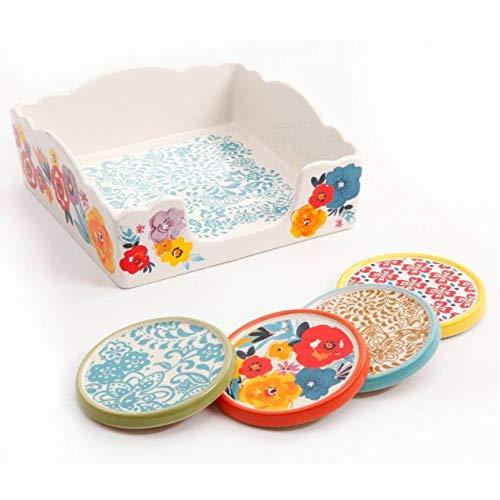 The Pioneer Woman Flea Market Napkin Box and 4-Piece Coaster Set