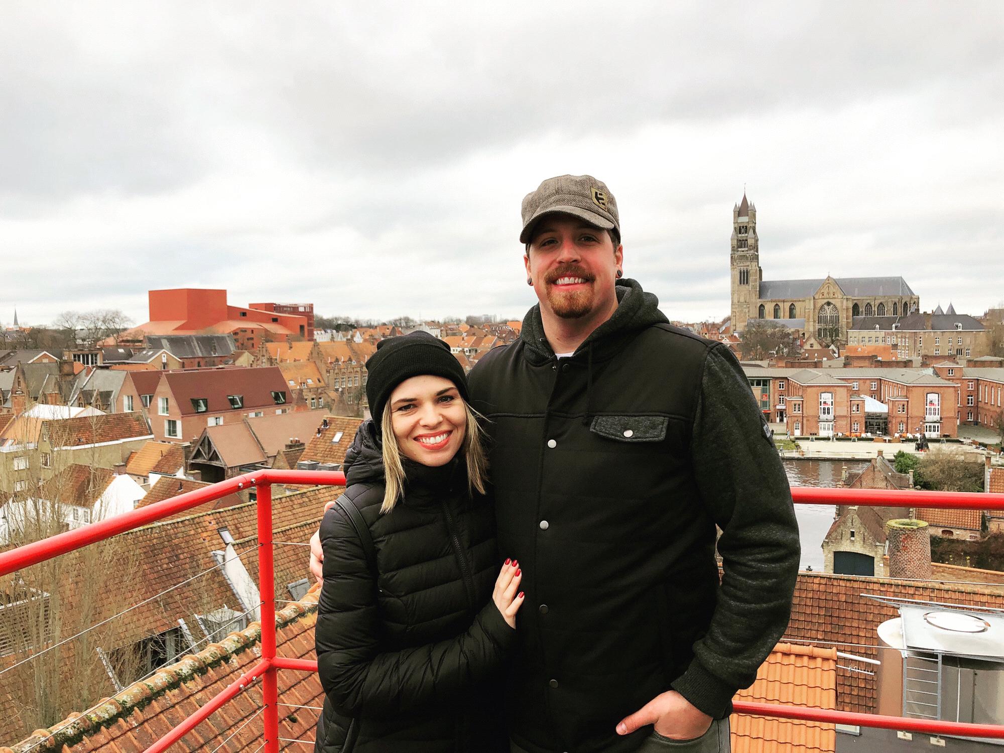 On the rooftop of Brouwerij De Halve Maan in
Bruges, Belgium.