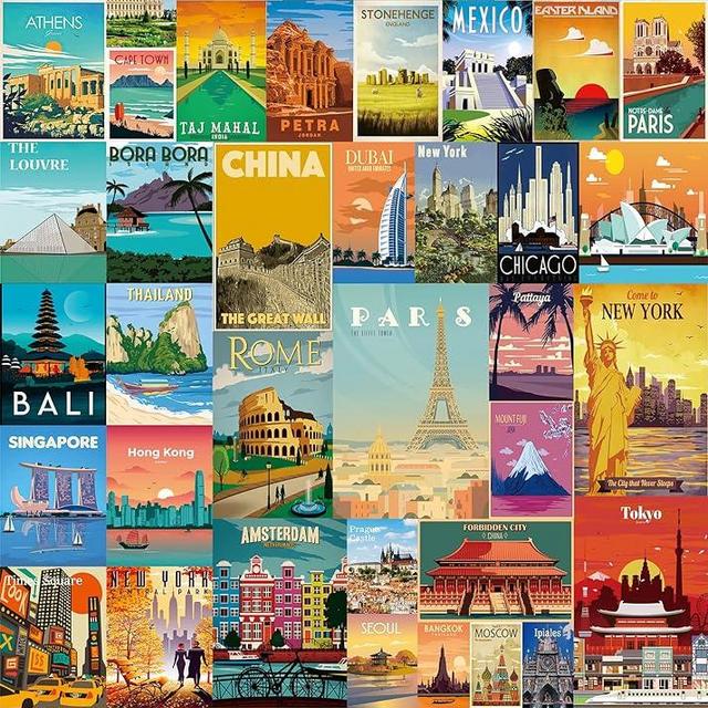 Vintage World Travel Puzzles for Adults 1000 Piece, Colosseum Eiffel Tower Landscape Poster Puzzle Landmarks, Scenic Jigsaw Puzzles for Adults Paris Italy Scenery
