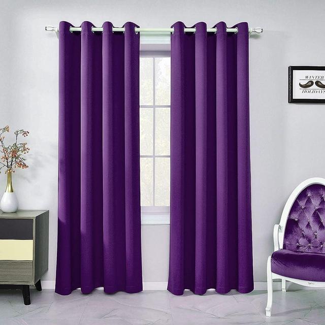Dark Purple Curtains 120 Inch Length Light Blocking Thermal Insulated Windows Drapes Darkening Room Curtains for Living Room Top Grommet Blackout Curtains for Bedroom 2 Panels 52 x 120 Inches