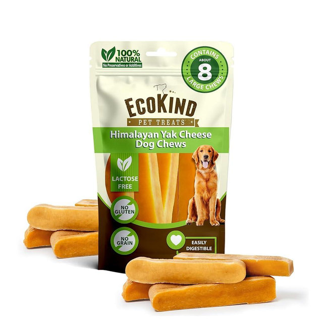 EcoKind Premium Gold Yak Cheese Himalayan Dog Chews, Dog Treats Large Breed, All Natural, High Protein, for Aggressive Chewers, Large - 8+ Chews (2 lbs)