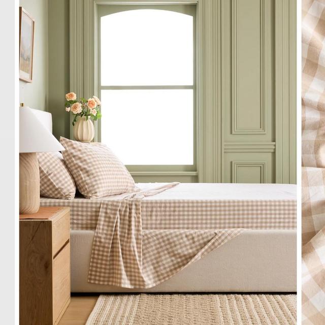 Classic Organic Percale Gingham Sheet Set