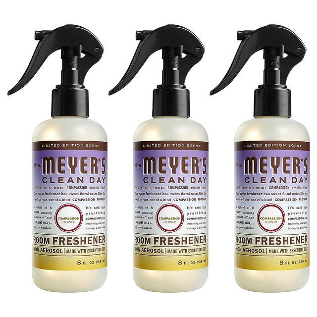 MRS. MEYER'S CLEAN DAY Room and Air Freshener Spray, Non-Aerosol Spray Bottle Infused with Essential Oils, Compassion Flower, 8 fl. oz - Pack of 3
