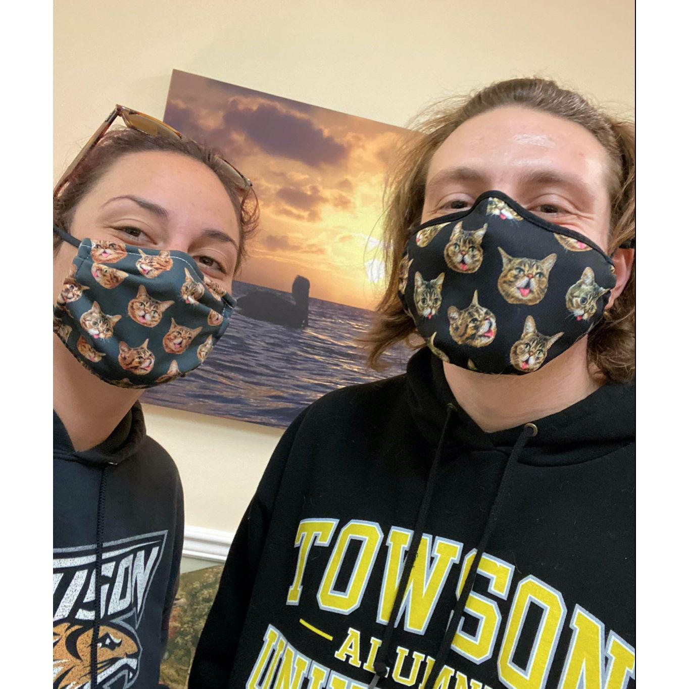 Matching masks at the dentist.
