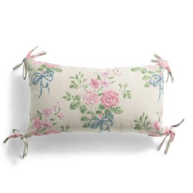 14x24 Rose Bows Embroidered Pillow | Throw Pillows | TJ Maxx