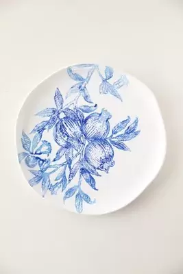 Blue Pomegranate Serving Platter, Round